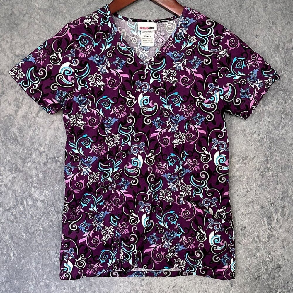 Scrubstar Purple Scrubs Top, XS
